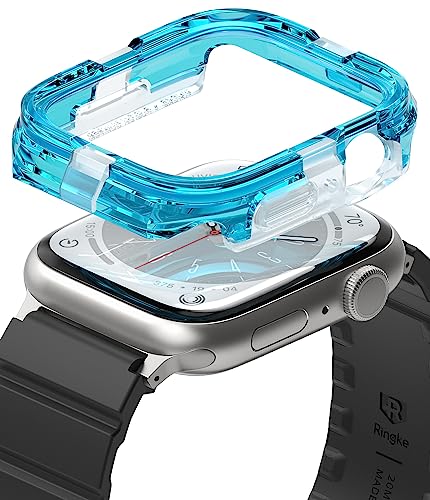 Ringke Fusion Bumper Kompatibel mit Apple Watch Series 9/8/7 (45mm), SE/6/5/4 (44mm) Doppelschichtig Vollständiger Schutz Hülle – Neon Blue von Ringke