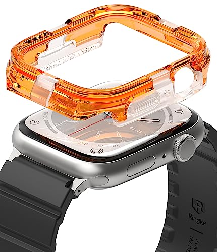 Ringke Fusion Bumper Kompatibel mit Apple Watch Series 9/8/7 (45mm), SE/6/5/4 (44mm) Doppelschichtig Vollständiger Schutz Hülle – Neon Orange von Ringke