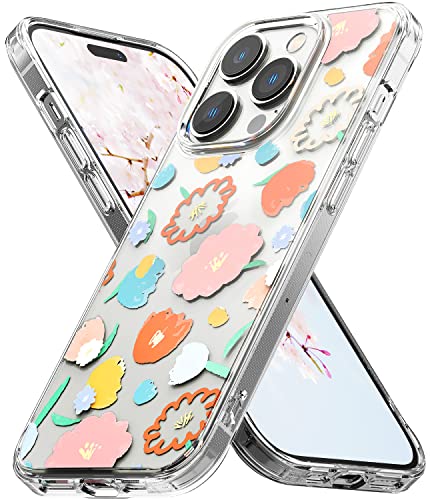 Ringke Fusion Design Case Kompatibel mit iPhone 14 Pro Hülle, Floral Blumen Muster Stoßfeste Case mit Band Löcher - Floral von Ringke