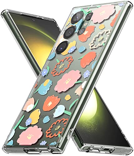 Ringke Fusion Design Kompatibel mit Samsung Galaxy S23 Ultra 5G (2023) Hülle Flower Muster Dünn Weiche Rahmen Case mit Band Löcher - Floral von Ringke