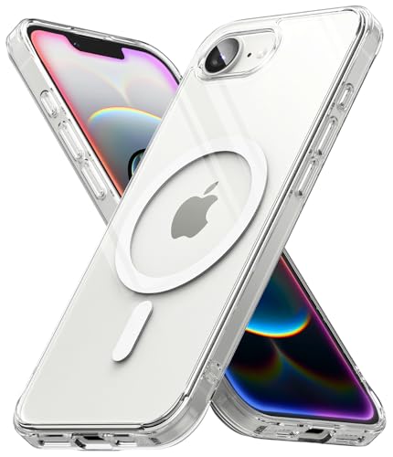 Ringke Fusion Magnetic [Kompatibel mit MagSafe] für iPhone 16e 2025 (6,1 Zoll) Hülle, Weicher Bumper Hart Transparent Back Kratzfest Handyhülle für Magnetisch Ladegerät/Zubehör - Clear von Ringke