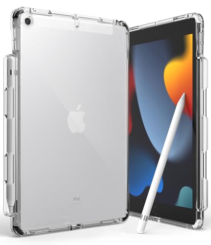 Ringke Fusion Plus mit Weichem Inneren Stoßfänger Kompatibel mit iPad 9 Hülle mit Stifthalterung für Verhinderung von Überladung - White & Black von Ringke