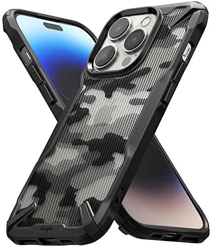 Ringke Fusion-X Case Kompatibel mit iPhone 14 Pro Max Hülle, Camoflauge-Design Strapazierfähiger TPU Stoßfänger Handyhülle für iPhone 14 Pro Max 6.7 Zoll (2022) - Camo Black von Ringke