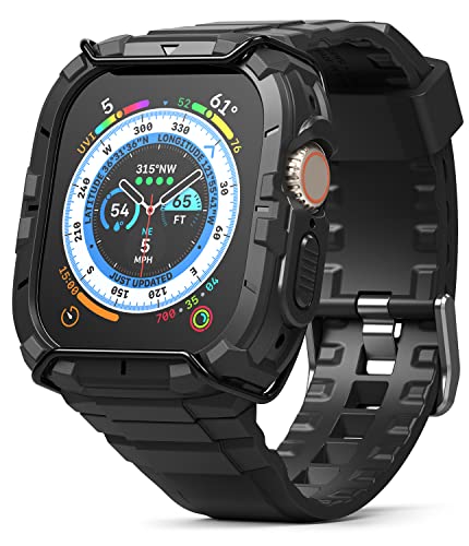 Ringke Fusion-X Guard Case mit Armband Kompatibel mit Apple Watch Ultra 2 (2023) / Ultra 49mm Hülle und Sportlichen Uhrband mit Drahtschutz - Black von Ringke