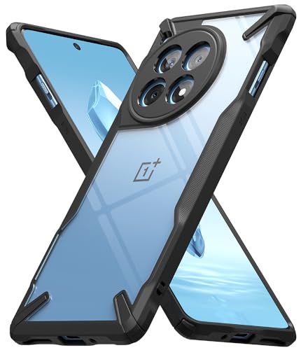 Ringke Fusion-X Kompatibel mit OnePlus 12R Hülle [Fallschutz in Militärqualität] Anti-Kratzt Rückseite Stoßstange Schutzhülle mit Handykette Löcher - Black von Ringke