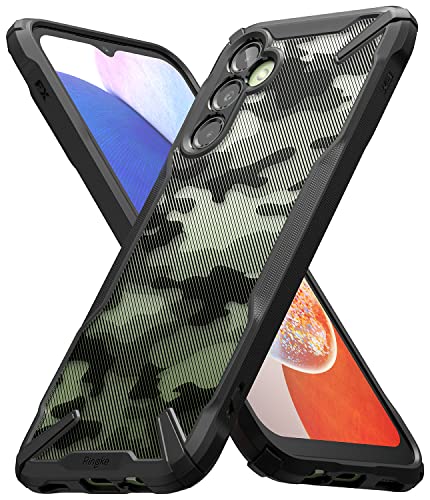 Ringke Fusion-X Kompatibel mit Samsung Galaxy A14 5G / A14 4G Hülle, [Fallschutz in Militärqualität] Handschlaufe Loch mit Fingerabdruckfest 3D Militär Muster - Camo Black von Ringke