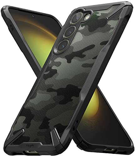 Ringke Fusion-X Kompatibel mit Samsung Galaxy S23 Plus 5G (2023) Hülle, Durchsichtige Harte Rückseite mit Stoßfester, Robust Hülle - Camo Black von Ringke