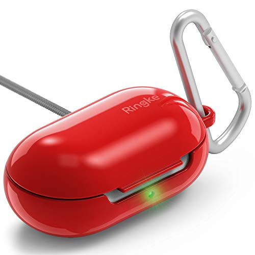 Ringke Galaxy Buds Hülle (2019), Galaxy Buds Plus Hülle (2020) Galaxy Buds Kopfhörer Zubehör Hart PC Case Schutzhülle Upgraded Version mit Karabiner - Glossy Red von Ringke