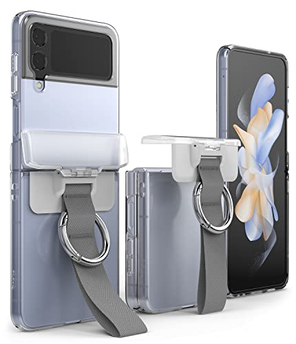Ringke Hinge Cover Kompatibel mit Samsung Galaxy Z Flip 5 / Z Flip 4 Hülle, Harte PC Transparente Scharnierschutz Eingebauter Gurtband und Karabinerhaken - Dark Gray Plus von Ringke