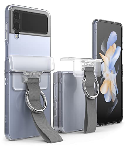 Ringke Hinge Cover Kompatibel mit Samsung Galaxy Z Flip 5 / Z Flip 4 Hülle, Harte PC Transparente Scharnierschutz Eingebauter Gurtband und Karabinerhaken - Dark Gray von Ringke