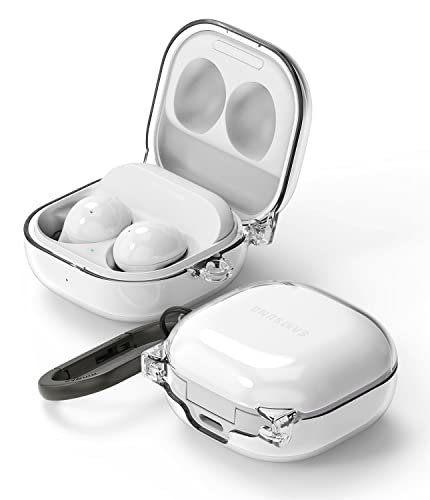 Ringke Hinge Hülle Kompatibel mit Galaxy Buds FE, Galaxy Buds 2 Pro, Galaxy Buds 2, Galaxy Buds Pro, Galaxy Buds Live Kopfhörer Zubehör Hart PC Case Schutzhülle mit Karabiner - Transparent von Ringke