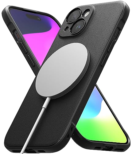 Ringke Magnetic Case Kompatibel mit iPhone 15 Hülle 6,1 Zoll Kompatibel mit MagSafe [Onyx Magnetic] Kameraschutz und Verbesserte Griffigkeit TPU Magnetische Laden Handyhülle - Black von Ringke