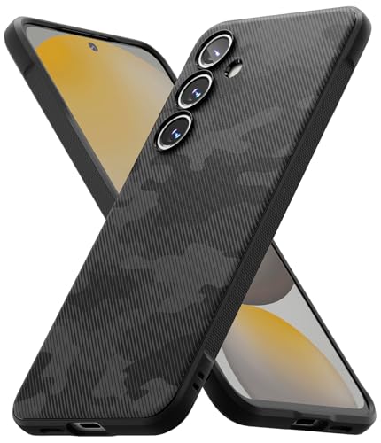 Ringke Onyx [Fester Griff] Kompatibel mit Samsung Galaxy S24 FE Hülle, rutschfeste Anti-Fingerabdruck Stoßfeste Kratzfeste TPU Schutzhülle mit Tarnmuster - Camo Black von Ringke