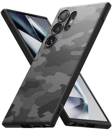 Ringke Onyx Case Kompatibel mit Samsung Galaxy S24 Ultra Hülle 6,8 Zoll (2024), rutschfeste Flexibel TPU Kratzfeste Dünne Handyhülle mit Design Muster - Camo Black von Ringke