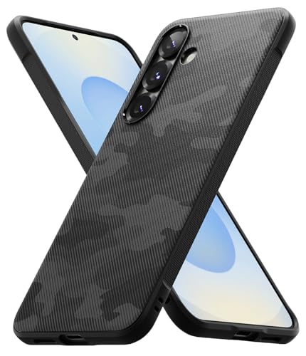 Ringke Onyx [Fester Griff] Kompatibel mit Samsung Galaxy S25 Hülle, rutschfeste Anti-Fingerabdruck Stoßfeste Kratzfeste TPU Schutzhülle mit Tarnmuster - Camo Black von Ringke