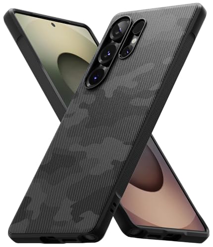 Ringke Onyx [Fester Griff] Kompatibel mit Samsung Galaxy S25 Ultra Hülle, rutschfeste Anti-Fingerabdruck Stoßfeste Kratzfeste TPU Schutzhülle mit Tarnmuster - Camo Black von Ringke
