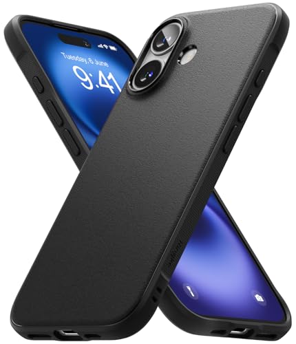 Ringke Onyx Case Kompatibel mit iPhone 16 Hülle, [Fester Griff] rutschfest Schlankes Slim Fit Einzigartige Textur TPU Robuste Stoßfeste Anti-Kratzer Handyhülle - Black von Ringke