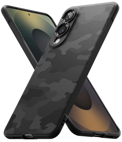Ringke Onyx [Fester Griff] Kompatibel mit Samsung Galaxy S25 Edge Hülle, Tarnmuster rutschfest Schlankes Slim Fit Einzigartige Textur TPU Robuste Stoßfeste Kratzfest Handyhülle - Camo Black von Ringke