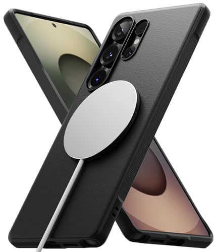 Ringke Onyx Magnetic [Kompatibel mit MagSafe] für Samsung Galaxy S25 Ultra Hülle, Fester Griff rutschfeste Anti-Fingerabdruck Stoßfeste TPU Schutzhülle für Magnetisches Ladegerät/Zubehör - Black von Ringke