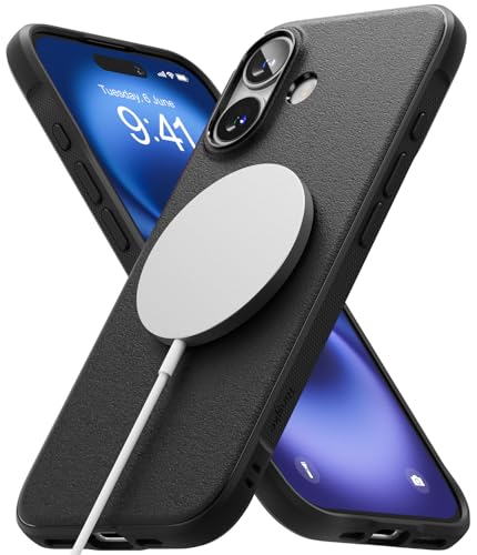 Ringke Onyx Magnetic Case [Kompatibel mit MagSafe] für iPhone 16 Plus Hülle, Fester Griff rutschfest Schlank Robuste Stoßfeste Anti-Kratzer Handyhülle für Magnet-Ladegerät/Zubehör - Black von Ringke