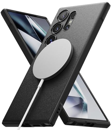 Ringke Onyx Magnetic [Kompatibel mit MagSafe] für Samsung Galaxy S24 Ultra Hülle, Fester Griff rutschfeste Anti-Fingerabdruck Stoßfeste TPU Schutzhülle für Magnetisches Ladegerät/Zubehör - Black von Ringke