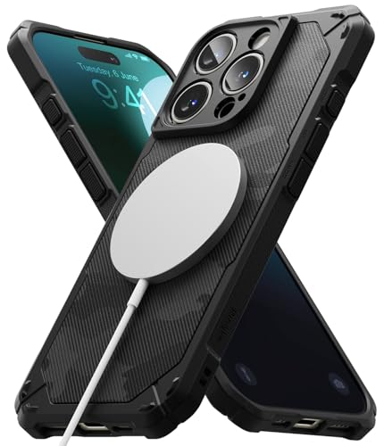 Ringke Rugged Gear Magnetic Case [Kompatibel mit MagSafe] für iPhone 16 Pro Hülle, Tarnmuster Robuste Stoßfeste Bumper Fester Griff rutschfest Hülle für Magnet-Ladegerät/Zubehör - Camo Black von Ringke