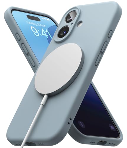 Ringke Silicone Magnetic Case [Kompatibel mit MagSafe] für iPhone 16 Plus Hülle, Weiche Beschichtung Anti-Kratzer Schlank Leicht Schutz-Handyhülle für Magnet-Ladegerät/Zubehör - Blue von Ringke