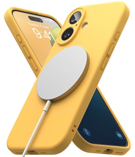 Ringke Silicone Magnetic Case [Kompatibel mit MagSafe] für iPhone 16 Plus Hülle, Weiche Beschichtung Anti-Kratzer Schlank Leicht Schutz-Handyhülle für Magnet-Ladegerät/Zubehör - Yellow von Ringke