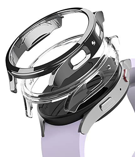 Ringke Slim Case [2 Stück/40MM] Kompatibel mit Samsung Galaxy Watch 5 40mm Hülle Hart PC Cover Keine Schutzfolie - Clear & Dark Chrome von Ringke