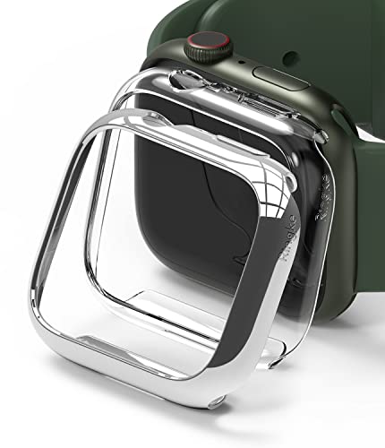 Ringke Slim Case [2 Stück] Kompatibel mit Apple Watch Series 9/8/7 (41mm) Hülle Schlanke und Leichte PC Schützhülle - Clear & Chrome von Ringke