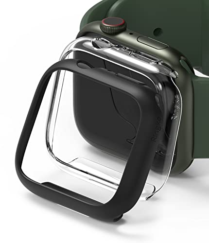 Ringke Slim Case [2 Stück] Kompatibel mit Apple Watch Series 9/8/7 (41mm) Hülle Schlanke und Leichte PC Schützhülle - Clear & Matte Black von Ringke