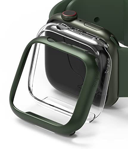 Ringke Slim Case [2 Stück] Kompatibel mit Apple Watch Series 9/8/7 (45mm) Hülle Schlanke und Leichte PC Schützhülle - Clear & Deep Green von Ringke