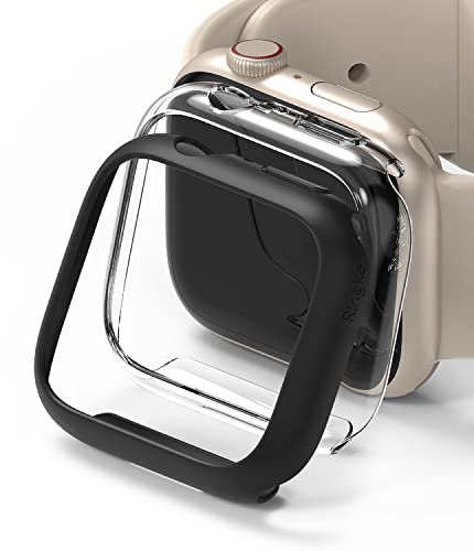 Ringke Slim Case [2 Stück] Kompatibel mit Apple Watch Series 9/8/7 (45mm) Hülle Schlanke und Leichte PC Schützhülle - Clear & Matte Black von Ringke
