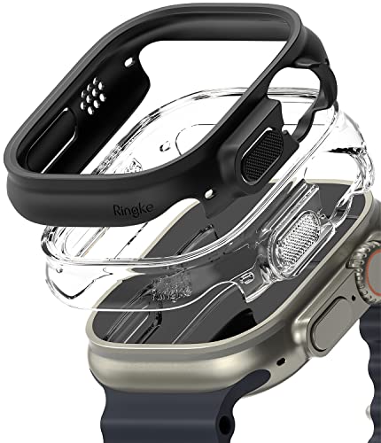 Ringke Slim Case [2 Stück] Kompatibel mit Apple Watch Ultra 2 (2023) / Ultra 49mm Hülle Hart PC Cover - Clear & Matte Black von Ringke
