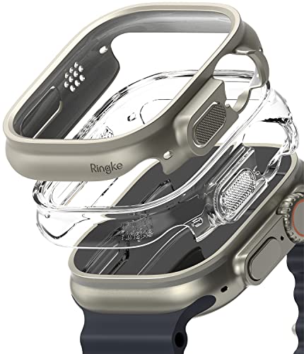 Ringke Slim Case [2 Stück] Kompatibel mit Apple Watch Ultra 2 (2023) / Ultra 49mm Hülle Hart PC Cover - Clear & Titanium Gray von Ringke