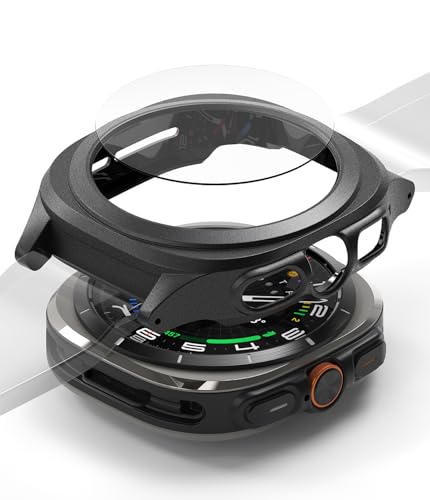 Ringke Slim Extend & Glass Kompatibel mit Samsung Galaxy Watch Ultra 47mm Hülle, Dünne Harte PC Uhren Armband Kompatibilitäts Schutzhülle mit Kratzfest Panzerglas Displayschutz - Titanium Black von Ringke