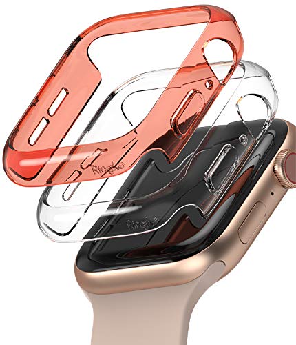 Ringke Slim Kompatibel mit Apple Watch Series 6/5 / 4 / SE 40mm Hülle (2020) - Clear & Coral [2 Pack] von Ringke