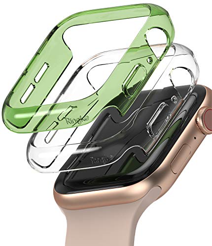 Ringke Slim Kompatibel mit Apple Watch Series 6/5 / 4 / SE 40mm Hülle (2020) - Clear & Olive Green [2 Pack] von Ringke