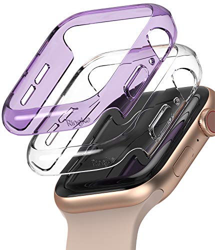 Ringke Slim Kompatibel mit Apple Watch Series 6/5 / 4 / SE 40mm Hülle (2020) - Clear & Purple [2 Pack] von Ringke