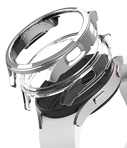 Ringke Slim Kompatibel mit Galaxy Watch 4 40mm Hülle - Clear & Chrome [2 Pack] von Ringke