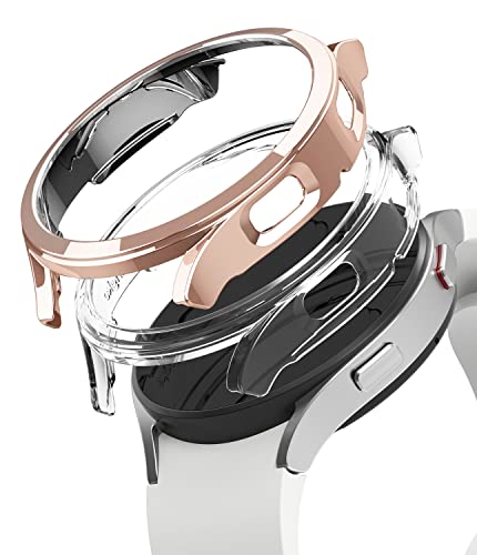 Ringke Slim Kompatibel mit Galaxy Watch 4 40mm Hülle - Clear & Chrome Rose Gold [2 Pack] von Ringke