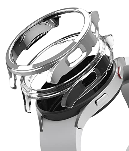 Ringke Slim Kompatibel mit Galaxy Watch 4 44mm Hülle - Clear & Chrome [2 Pack] von Ringke