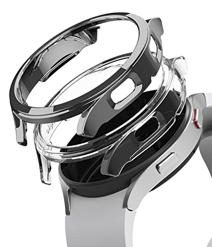 Ringke Slim Kompatibel mit Galaxy Watch 4 44mm Hülle - Clear & Dark Chrome [2 Pack] von Ringke