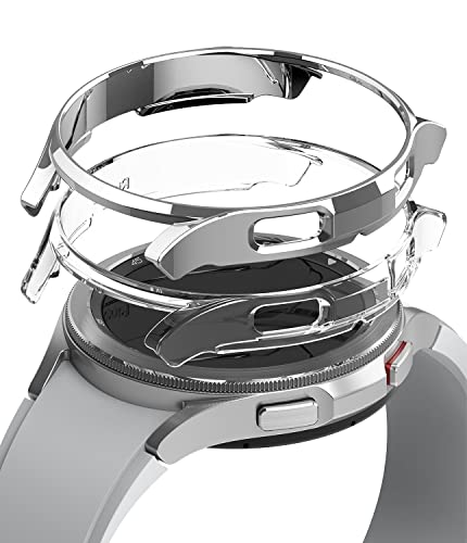 Ringke Slim Kompatibel mit Galaxy Watch 4 Classic 46mm Hülle - Clear & Chrome [2 Pack] von Ringke