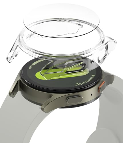 Ringke Slim & Glass Kompatibel mit Samsung Galaxy Watch 7 44mm Hülle, Dünne Hart-PC Schutzhülle mit Kratzfest Panzerglas Displayschutz - Clear von Ringke