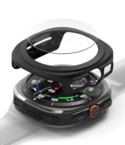 Ringke Slim & Glass Kompatibel mit Samsung Galaxy Watch Ultra 47mm Hülle, Dünne Hart-PC Schutzhülle mit Kratzfest Panzerglas Displayschutz - Matte Black von Ringke