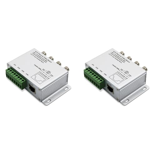 Rinteea 2X Passiver Video-Balun für TVI CVI AHD-Kameras CCTV über Twisted Pairs UTP-Video-Balun 4CH-Transceiver BNC auf UTP RJ45 (4CH) von Rinteea