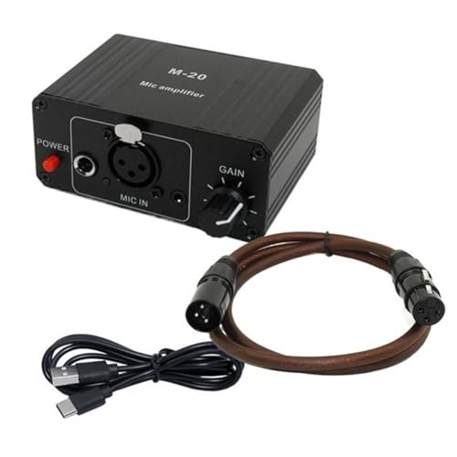 Rinteea Dynamisches Mikrofon, Kondensator-Mikrofonverstärker, M-20 Audio, 48 V Phantomspeisung, Aufladung, Schwarz, für Live-Soundkarten-Lautsprecher B von Rinteea
