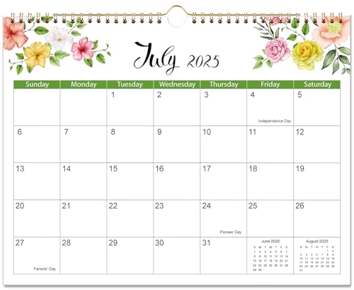 Kalender 2025-2026 - Wandkalender 2025-2026, Juli 2025 - Dezember 2026, 21,6 x 27,9 cm, 18 Monatskalender mit Doppeldrahtbindung + Haken zum Aufhängen + dickes Papier, feminines Design für Zuhause von Riobat