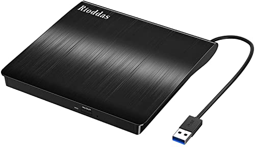 Rioddas Externe CD/DVD Laufwerk USB 3.0 tragbar +/- RW Slim DVD-Brenner DVD/CD ROM Rewriter Burner kompatibel mit Windows Linux OS Apple Mac von Rioddas